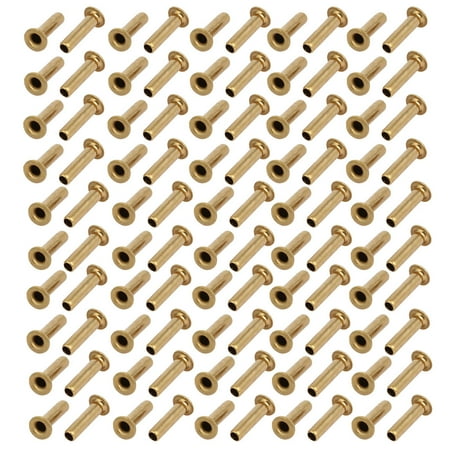 

100pcs M3 x 12mm Brass Plated Metal Hollow Eyelets Rivets Gold Tone