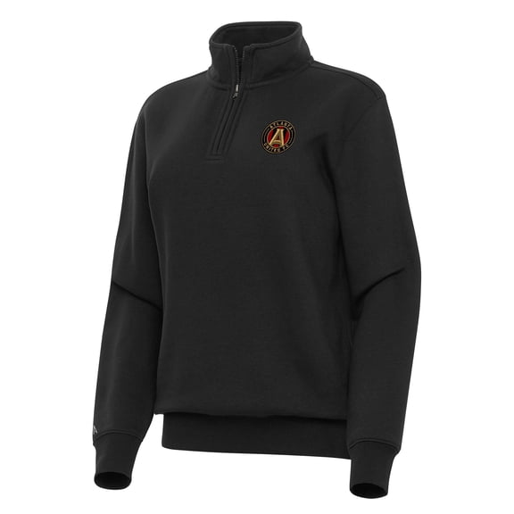 Women's Antigua Black Atlanta United FC Victory Quarter-Zip Pullover Top