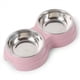 thumbnail image 1 of Comedero Doble para Mascotas, de Acero Inoxidable, para Gatos, Cachorros y Perros, Color Rosa., 1 of 5