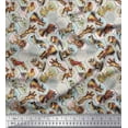 thumbnail image 1 of Soimoi Moss Georgette Fabric Geometric,Bird & Animals Patchwork Print Fabric by The Yard 42 Inch Wide, 1 of 3