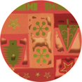 thumbnail image 1 of Ahgly Tapis Rond Lavable en Machine Intérieur Transitionnel Néon Rouge, 4 Pieds Rond, 1 of 7