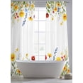 thumbnail image 6 of Sunflower Botanical Semi Sheer Curtains 96 Inch Length 2 Panels Set, Farmhouse Spring Floral Sheer Kitchen Curtain Privacy Voile Window Curtain for Living Room Bedroom Rod Pocket Drapes, 6 of 7