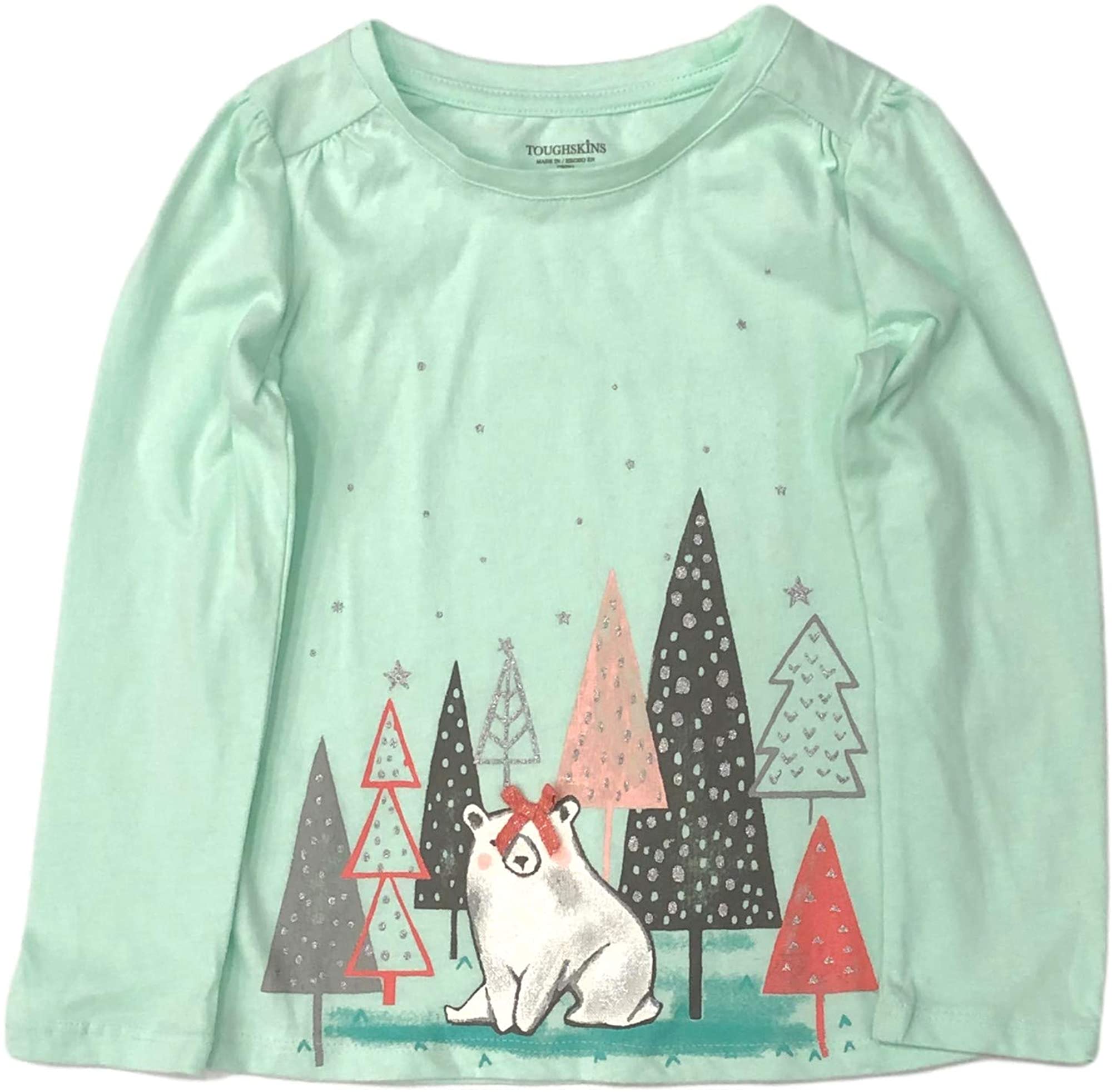 Girls Mint Green Glitter Polar Bear 