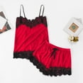 thumbnail image 2 of Wangmeiwg Women's Pajama Sets Satin Sleepwear Set For Women Elegant V-Neck Camisole And Comfortable Shorts Pajama Outfit XL Red, 2 of 9