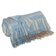 thumbnail image 5 of 50" X 60" Blue Gray and Beige Woven Cotton Plaid Throw Blanket with Fringe, 5 of 8