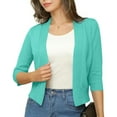 thumbnail image 4 of Delliss Women's Solid Color Versatile Short Fall Knitted Cardigan Light Blue M, 4 of 7