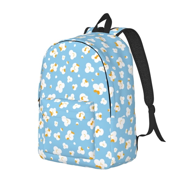 Balery Blue Popcorn Mochila Clásica Impresa Básica para Viaje, Mochila Escolar Resistente al Agua, Mochila de Lona con Correas Ajustables-Small