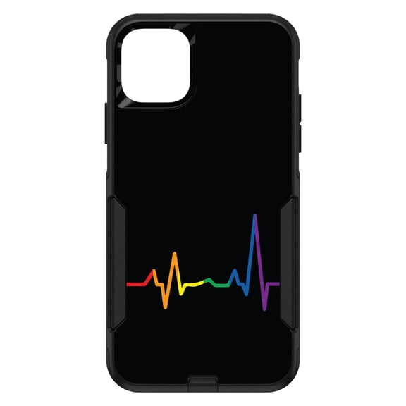 DistinctInk Custom SKIN / DECAL compatible with OtterBox Commuter for iPhone 11 (6.1" Screen) - Rainbow Pulse Heart Beat - Show Your LGBTQ Support