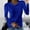 Blue, variant on OKBOP Womens Tops-2023 Fall Solid Slim Lace Floral Shirts Crewneck Long Sleeve Tunic Tops Pullover
