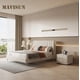 thumbnail image 2 of Luxury Bedroom Furniture With Two Beside Tables Stainless Steel Wooden Graceful Shapes Stable Skeleton Leather Double Bed Set My Lux Decor Round, 2 of 14