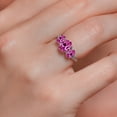 thumbnail image 5 of Gem Stone King 10K White Gold Pink Created Sapphire and White Lab Grown Diamond 3 Stone Engagement Ring for Women (2.69 Cttw, Gemstone Birthstone, Available in Size 5, 6, 7, 8, 9), 5 of 6