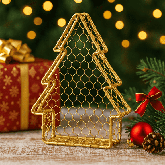Satyankit Christmas Tree Decorative Gold Metal Gift Box 1 Count Medium