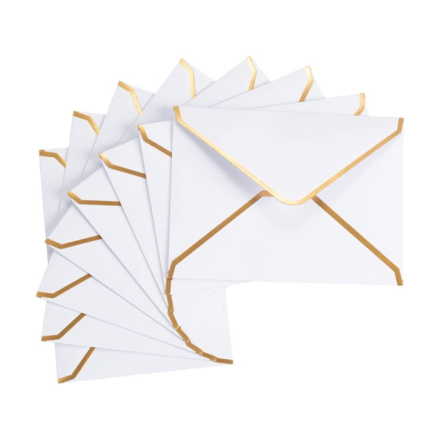 100 Sobres Pequeños Kraft Negros con Borde Dorado 17x12 cm