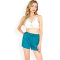 thumbnail image 2 of Women's Elastic Waist Pleated Drawstring Shorts with Side Pockets- Teal,X Large, 2 of 7