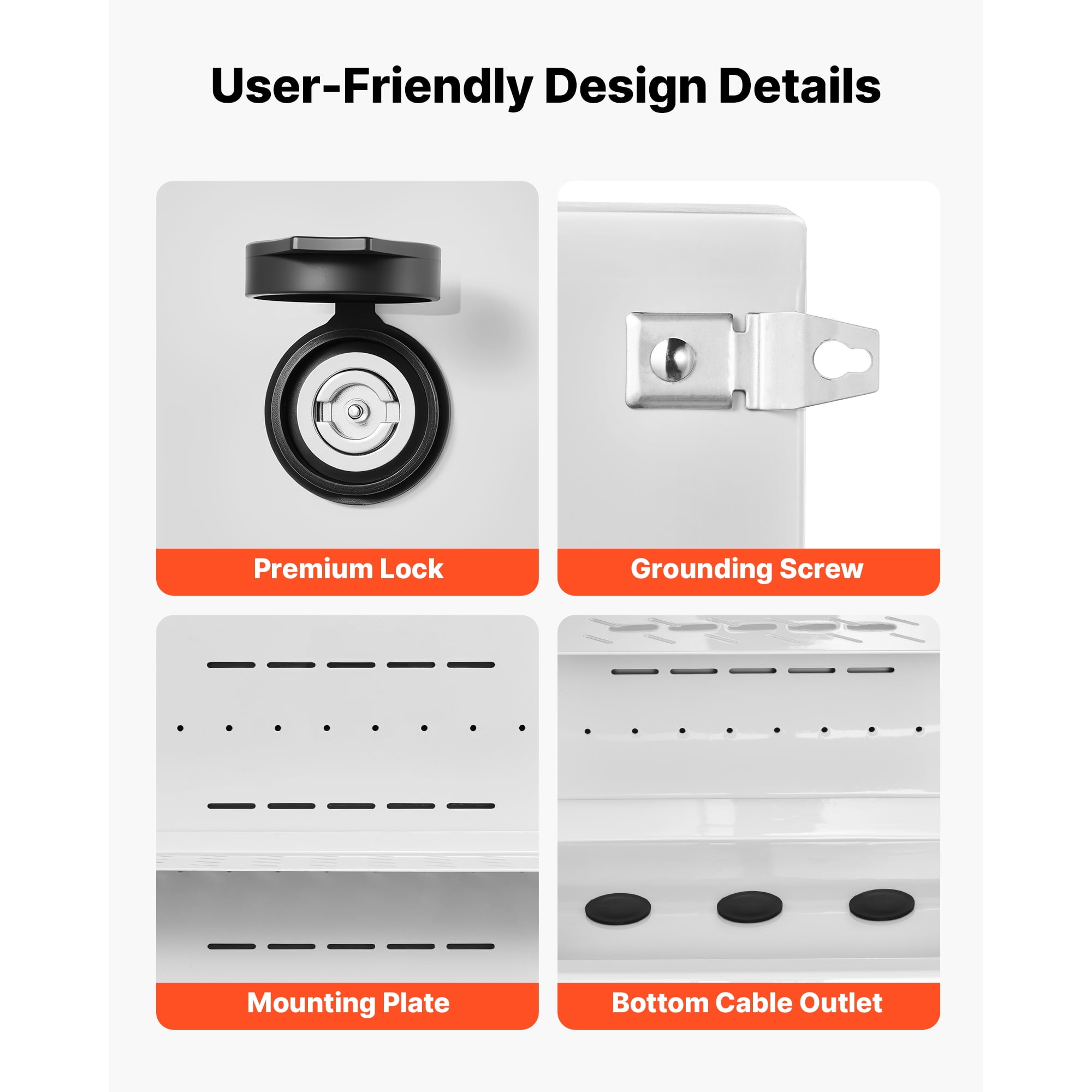 KFFKFF Outdoor Electrical Enclosure, Cold-Rolled Steel, Junction Box with Built-In Thermostat and Fan, Weatherproof Hood, Ventilated Structure, IP65 Rated Waterproof Hinged Design, 20 x 16 x 8 in