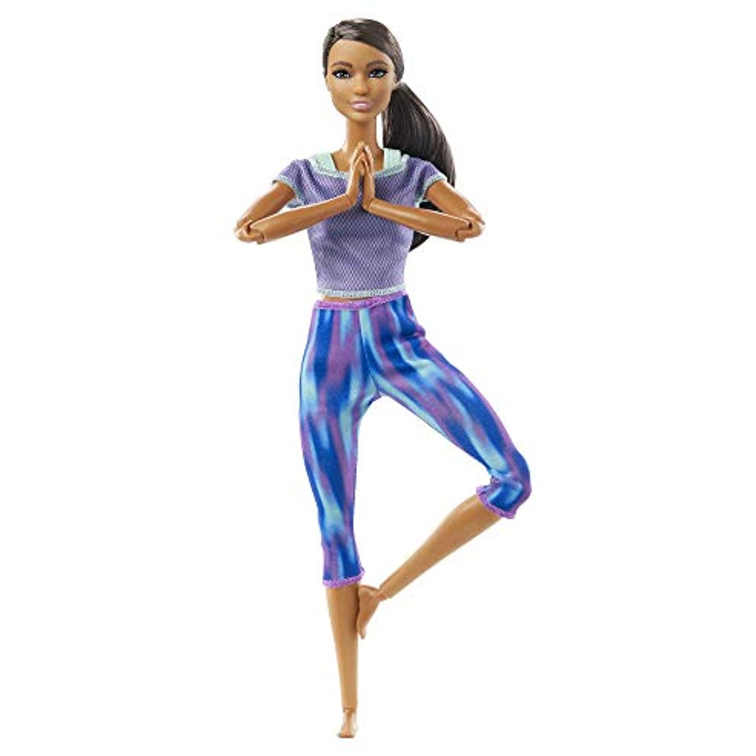 Barbie Made to Move Doll with 22 Flexible Joints & Curly Brunette ...