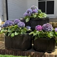 thumbnail image 2 of WHW Whole House Worlds French Country Style Oval Planters, Set of 3, Glossy Black, Galvanized Metal, Chubby Ripple Belly, Corrugated Cache Pots, Rustic, Over 2 ft., 24.5, 20 and 14.5 Inches, 2 of 7