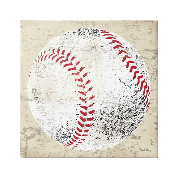 Stupell Industries Rustic Baseball Sports Sports Painting Gallery Wrapped Canvas Print Wall Art, 17 x 17