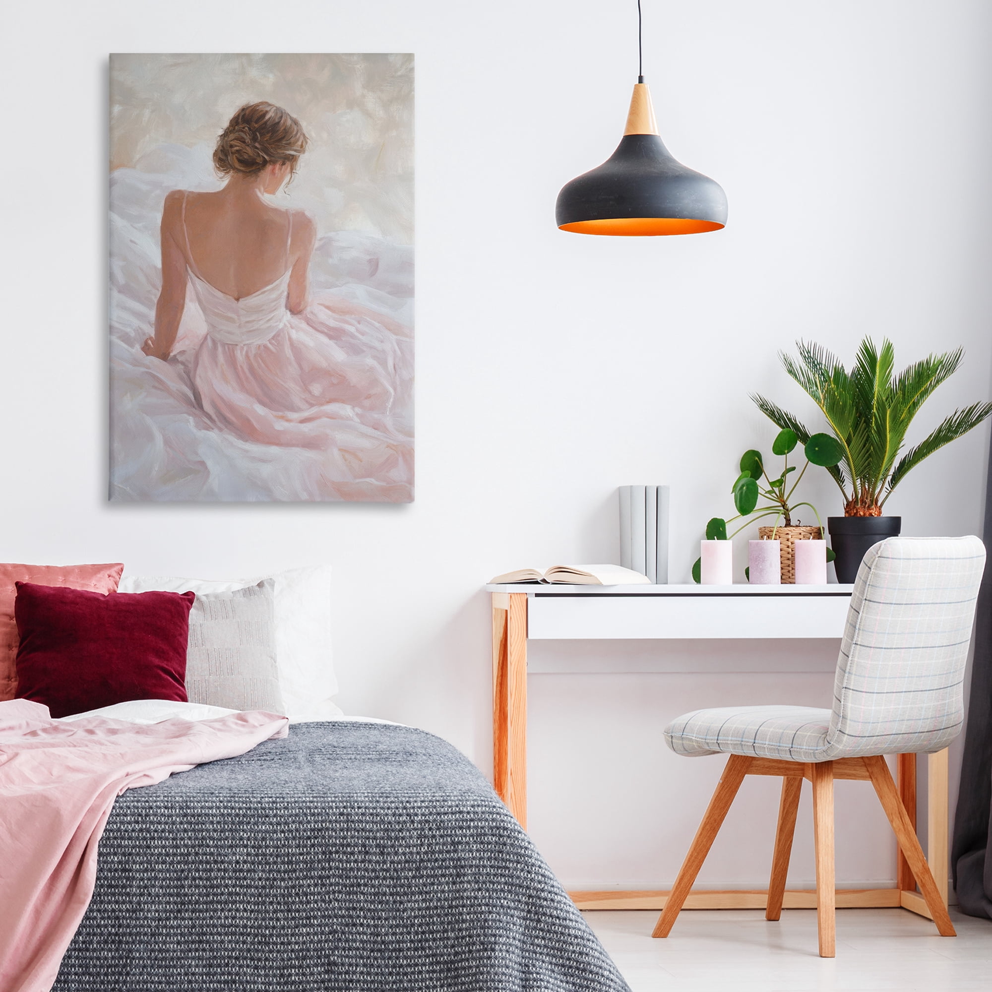 Stupell Industries Quiet Reflection in Pastel Pink Canvas Wall Art, design by Petal Prints Design