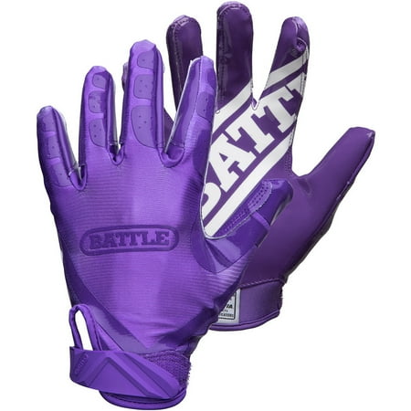 Battle Sports Adult DoubleThreat Football Gloves - 2XL - Purple/Purple