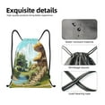 thumbnail image 3 of Kdxio Cartoon Mushroom House Print Drawstring Backpack Bag,Waterproof Draw String Back Sack, Gym Drawstring Bags Swim Bag For Unisex, 3 of 5