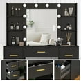 thumbnail image 5 of Caulitar Vanity Table Set with 10 LED Bulbs Hollywood Mirror and 7 Drawers 6 Shelves Vanity Set for Bedroom Black, 5 of 8