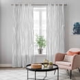 thumbnail image 4 of Gray Lines Kitchen Curtains Window Panels, Vintage Wave Stripes Texture Simple Insulated Window Treatment Curtain, Grommet Curtains for Bedroom/Living Room/Bathroom, 2 Piece 42"Wx84"L, 4 of 8
