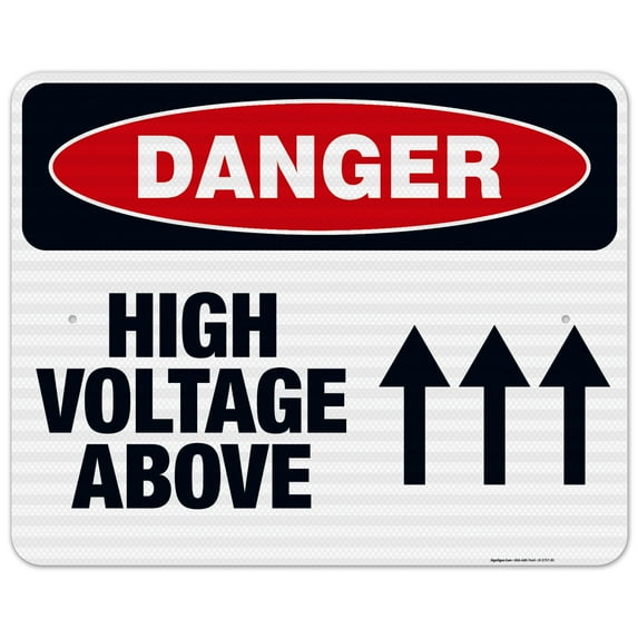 High Voltage Above Sign, OSHA Danger Sign, 24x30 Reflective Aluminum EGP