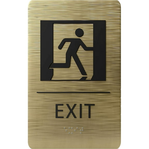 ADA CENTRAL SIGNS - 6"X9" Exit Sign - ADA Compliant Tactile Graphics Grade 2 Braille Text Wall Sign - Emergency Rescue Safety Signs for Schools, Offices, Businesses, Apartments, and Restaurants