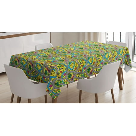 

Kid s Car Race Track Roadway Activity Tablecloth Abstract Illustration with River Intersecting Roads Rectangular Table Cover for Dining Room Kitchen 52 X 70 Inches Multicolor by Ambesonne