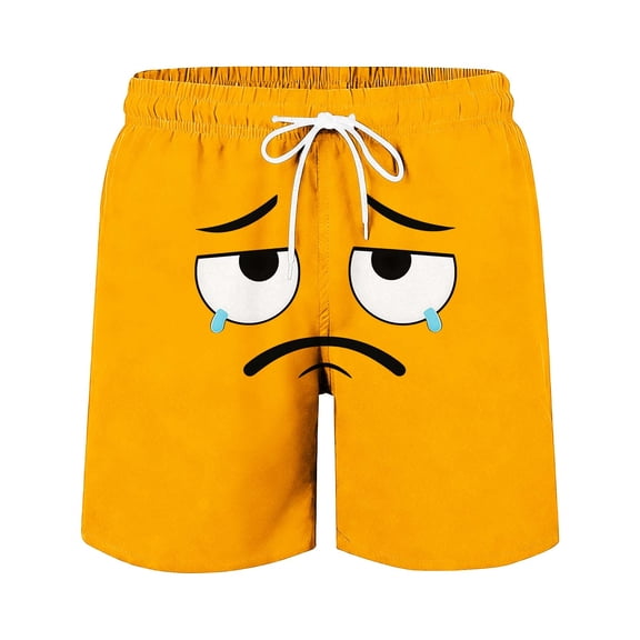 CYRBOKO Boys Beach Shorts, Elastic Waist Quick-dry Loose Drawstring Funny Shorts for Summer Orange Size 9-10 T