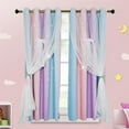 thumbnail image 1 of Curtains Gradient Rainbow Net Red Double Hollow Star Curtain for Children‘s Room 1 Panel 110*160cm Purple, 1 of 7