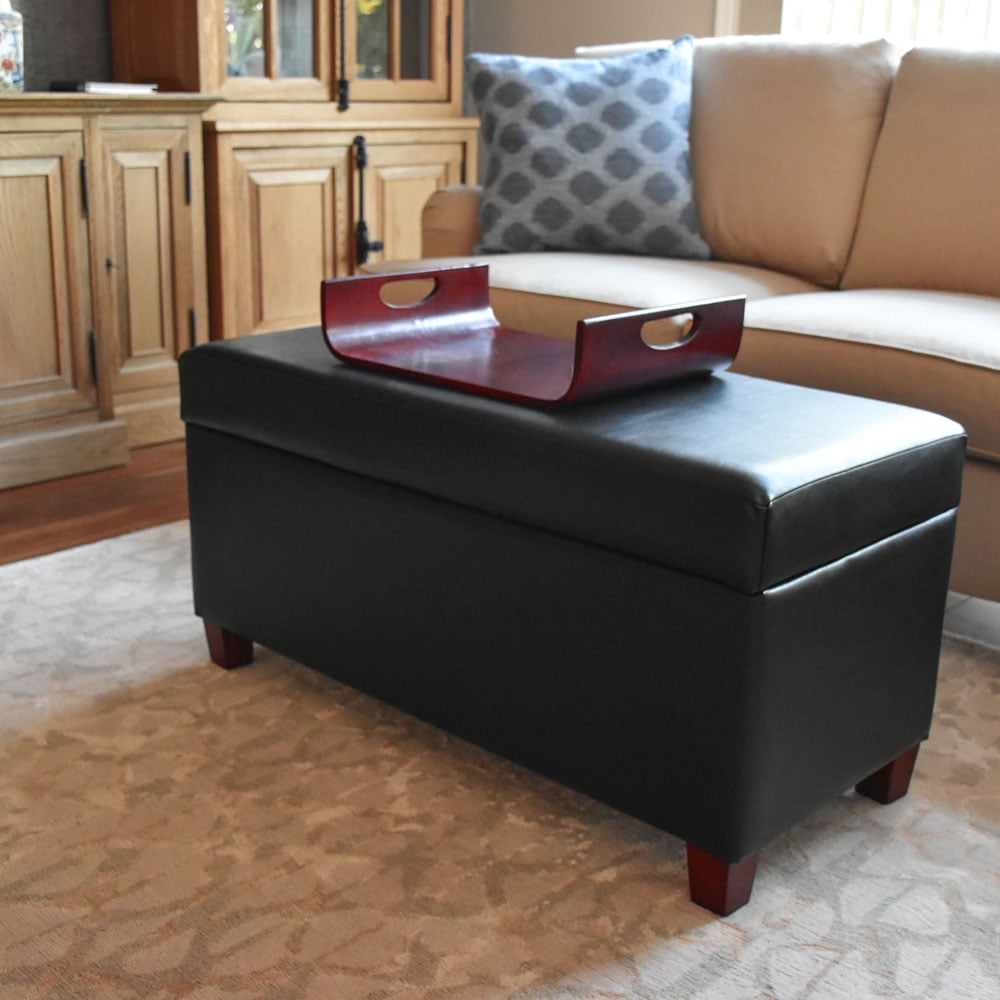 Kinfine Faux Leather Storage Bench with Wood Tray, Multiple Colors