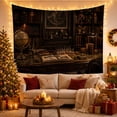 thumbnail image 3 of Leather Armchair Library Tapestry Wall Hanging, 3 of 7