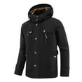 thumbnail image 2 of Tawop Mens Jackets Detachable Military Cargo Long Sleeve Zip with Hood Pockets Casual Solid Plus Winter Jackets for Men,Black,5XL, 2 of 4