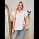 thumbnail image 4 of Tops con Volantes para Mujer, Blusas Bohemias con Cuello en V y Muescas, Camisetas Tipo Túnica con Mangas Abullonadas en L, 4 of 9