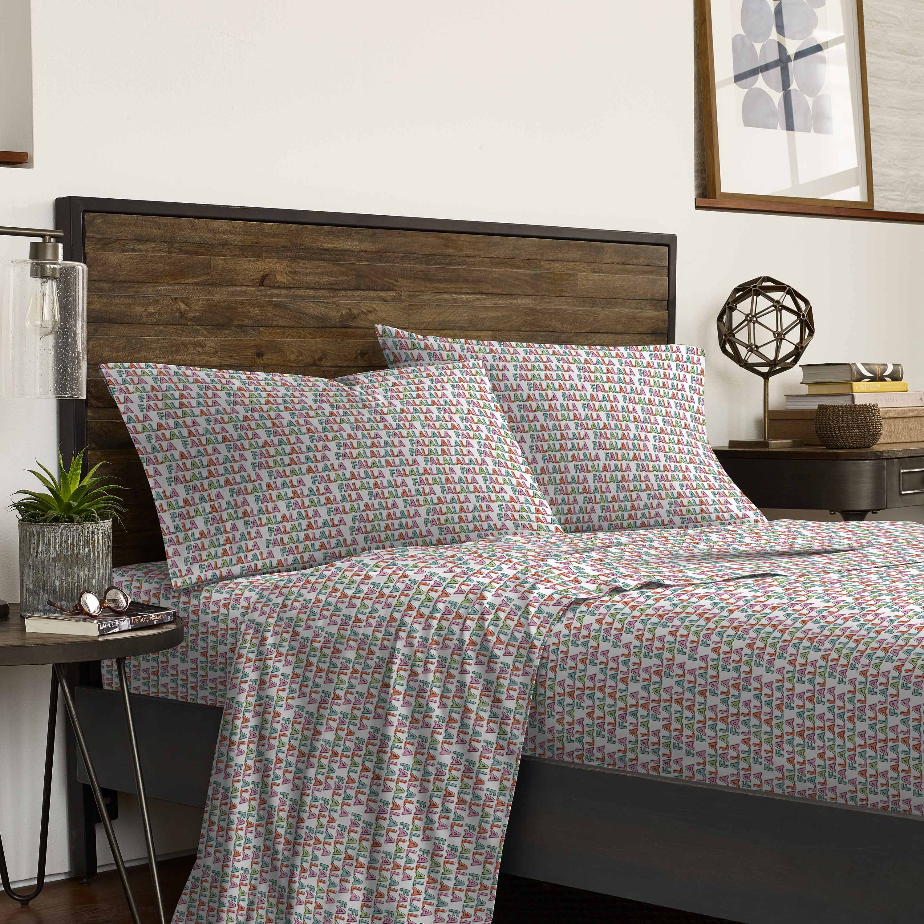 Martex 2-Pack Holiday Twin Snowflake and Fa la la la Sheet Set