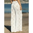 thumbnail image 3 of Womens Crochet Swimsuit Coverup Pants High Waisted Drawstring Sexy Sheer Mesh Knit Wide Leg Beach Pants, 3 of 5
