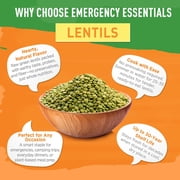 Emergency Essentials Lentils, Long-Term Emergency Food Supply, 48 Servings, 30-Year Shelf Life, High-Protein Vegetarian Survival Food