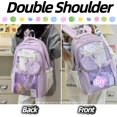 thumbnail image 2 of Kawaii Backpack Double Shoulder Bag with Cute Star Removable Pouch Small Clear Front Pocket Large Capacity Fits 16" Laptop Dopamine Colors Daypack (Pink), 2 of 7