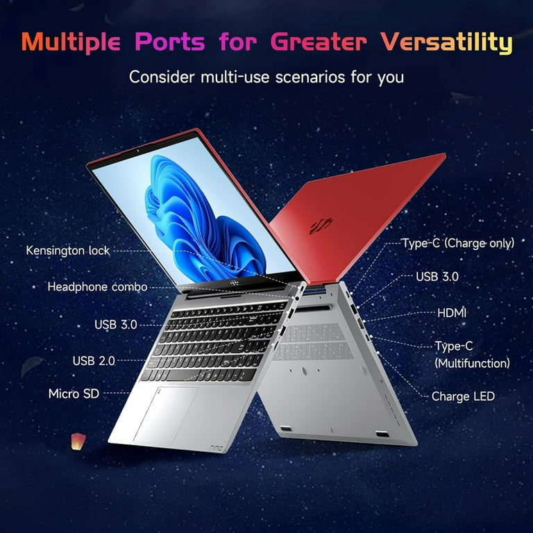 Nimo, Laptop, 15.6-Inch FHD Display, 8GB RAM, 256GB SSD, Red