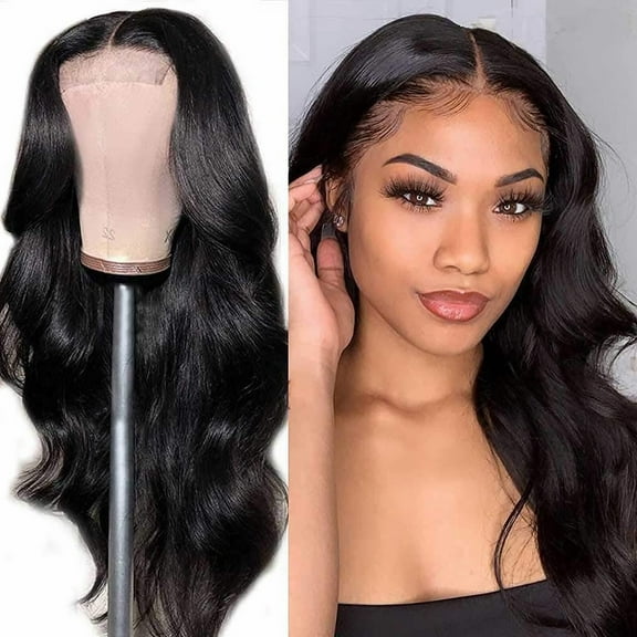 SUCS Front Lace Wig, Medium Split Large Wave Long Curly Hair, Glue Free Heat-resistant Fiber Lace Wig, Black Women's Wig, Suitable For Fashionable Women