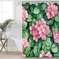 thumbnail image 6 of Shower Curtains Watercolor Pink Flowers Bath Curtain Green Leaves Waterproof Bathroom Shower Curtain Set with Hooks Decoration 72 x 72 Inches, 6 of 7