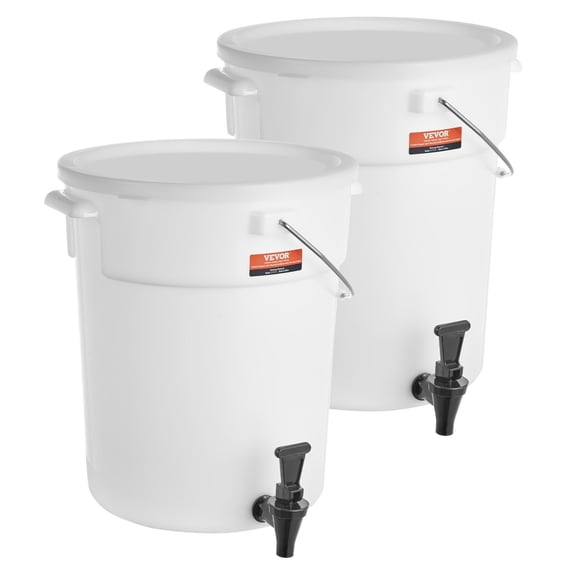 2 Pack, 5 Gallon Beverage Dispenser with Spigot & Lid, Plastic Drink Dispenser for Iced Tea, Lemonade, Juice & Water, Ideal for Parties, Restaurants, Hotels