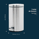 thumbnail image 3 of Bote De Basura Metálico Acero Inoxidable Con Pedal Cocina 12l Malubero Gris, 3 of 5