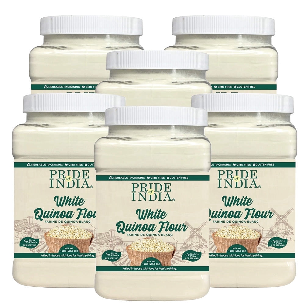 Pride of India - Pack of 6 -  Quinoa Flour for Baking & Cooking, 1 lb Jars, Vegan Gluten-free
