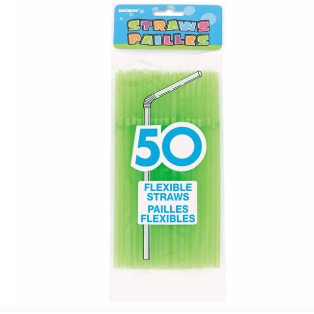 Flexible Plastic Drinking Straws | 50ct (Neon Assortment)