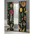 thumbnail image 4 of Retro Mushroom Sheer Curtains for Living Room Bedroom Spring Summer Botanical Leaves Black Sheer Curtains 96 Inch Long 2 Panels Set Light Filtering Curtain Window Treatments Drapes for Dining Room, 4 of 6