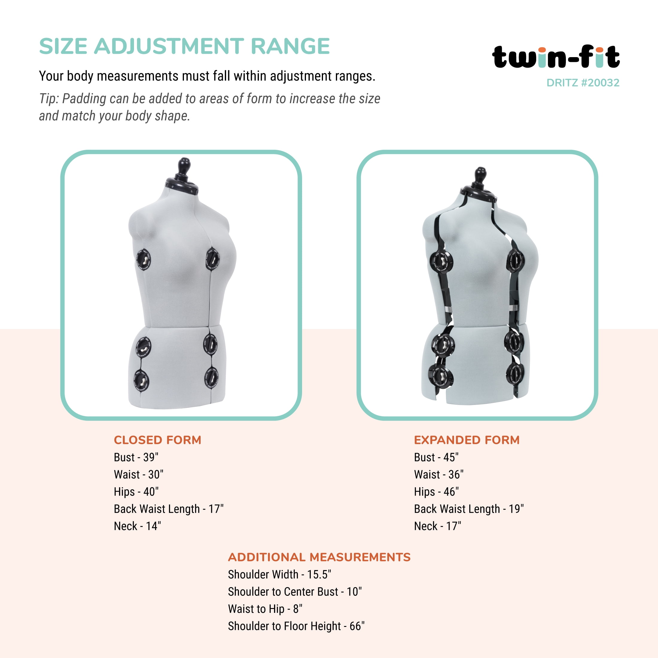 Dritz Twin-Fit Dress Form with Adjustable Tri-Pod Stand, Medium - Walmart.com Dritz Twin-Fit Dress Form with Adjustable Tri-Pod Stand, Medium - Walmart.com