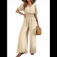 thumbnail image 1 of Mono de Mujer de Corta con Cuello en V, Elegante, Informal, con Pierna y Pantalones. Beige M, 1 of 9